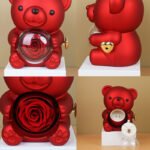 Rotating Bear Gift Box Eternal Rose Teddy Bear Jewelry Box With Necklace Valentine Wedding Special Present For Girlfriend Anniversary Gift Jewelry Box - Image 2